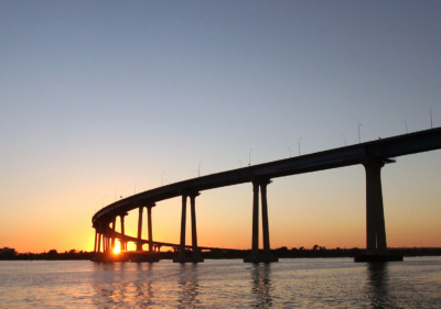 Image of coronado bridge at sunset
