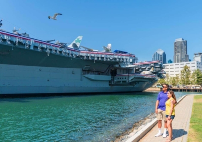 Image of couple viewing USS Midway