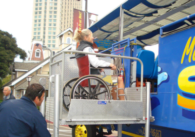 Image of wheelchair and guest boarding the SEAL tour