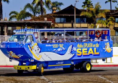 Image of San Diego tour vehicle outside the water