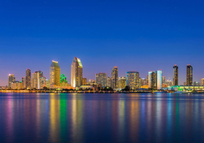 san diego waterfront skyline at night