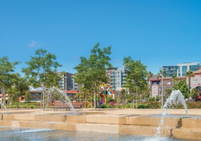 San Diego Waterfront Park fountains on