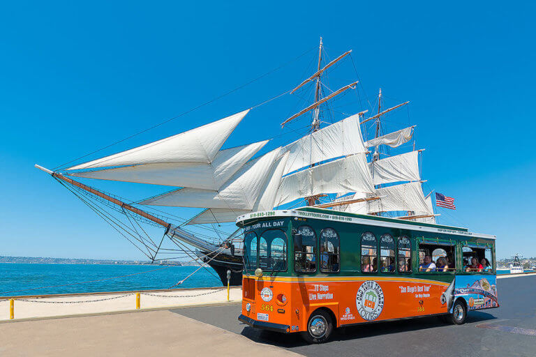 Old Town Trolley in front of star of india