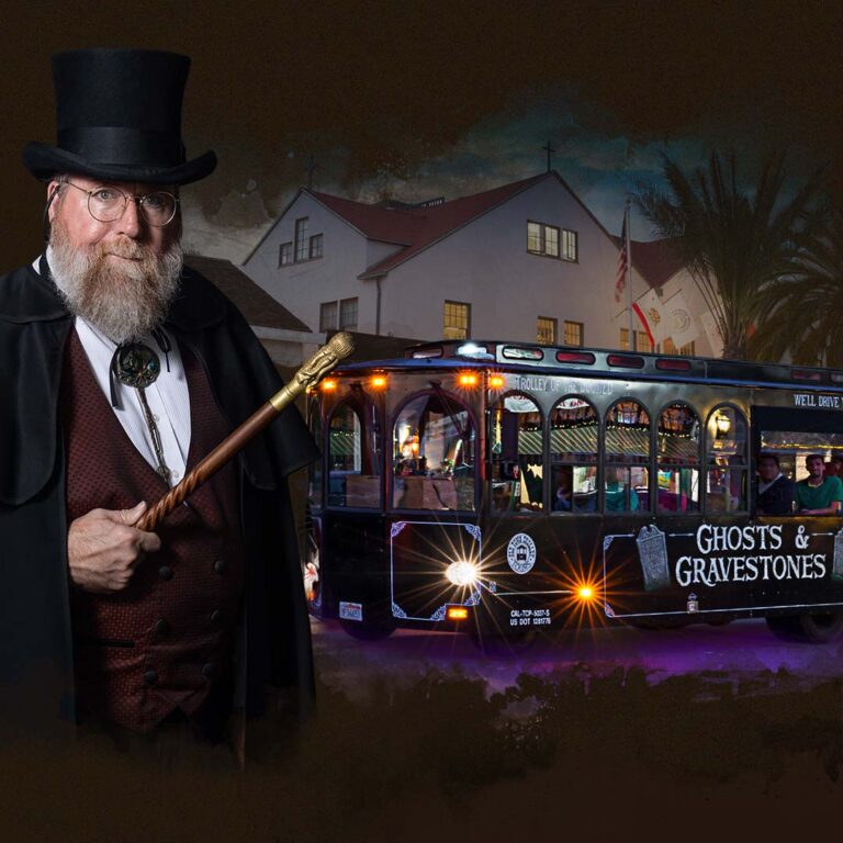 San Diego ghost host and trolley